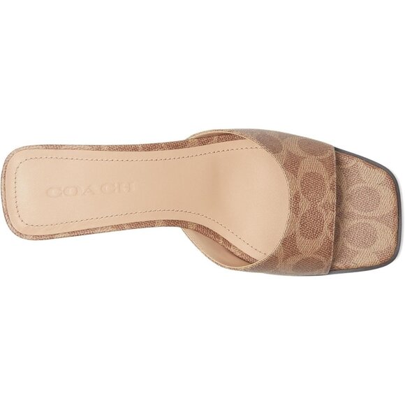 Coach Women's Sculpt C Sandals Tan Slip-On Designer Logo Pattern Casual - Picture 4 of 7